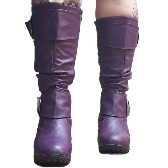 Mid-Calf Wedge Boots - Picture 2 of 4